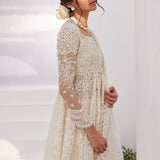Farah Talib Aziz | Zaza Luxe Pret 24 | MAELLE IVORY EMBROIDERED AND EMBELLISHED KALIDAAR