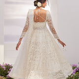 Farah Talib Aziz | Zaza Luxe Pret 24 | MAELLE IVORY EMBROIDERED AND EMBELLISHED KALIDAAR