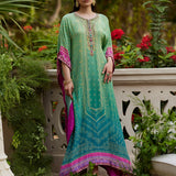 Farah Talib Aziz | Mayna Festive Prints 24 | Persia Teal Ombre Kaftan