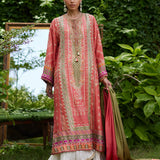 Farah Talib Aziz | Mayna Festive Prints 24 | Bazif Burnt Orange Shirt And Dupatta