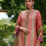 Farah Talib Aziz | Mayna Festive Prints 24 | Bazif Burnt Orange Shirt And Dupatta