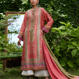 Farah Talib Aziz | Mayna Festive Prints 24 | Bazif Burnt Orange Shirt And Dupatta