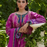 Farah Talib Aziz | Mayna Festive Prints 24 | Tazeen Magenta Ombre Shirt And Dupatta