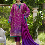 Farah Talib Aziz | Mayna Festive Prints 24 | Tazeen Magenta Ombre Shirt And Dupatta