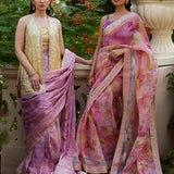 Farah Talib Aziz | Mayna Festive Prints 24 | Iqala Saree, Blouse And Jacket