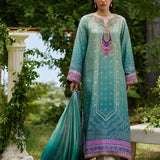 Farah Talib Aziz | Mayna Festive Prints 24 | Leisha Teal Ombre Shirt And Dupatta