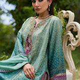 Farah Talib Aziz | Mayna Festive Prints 24 | Leisha Teal Ombre Shirt And Dupatta