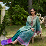 Farah Talib Aziz | Mayna Festive Prints 24 | Leisha Teal Ombre Shirt And Dupatta