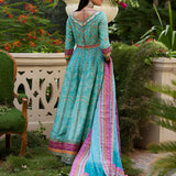 Farah Talib Aziz | Mayna Festive Prints 24 | Zaiba Turquoise Kalidaar