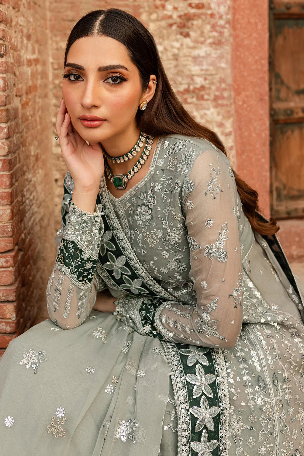 Farasha | Ritzier Wedding Formals |  Grey Veil - Rang-e-Khaas