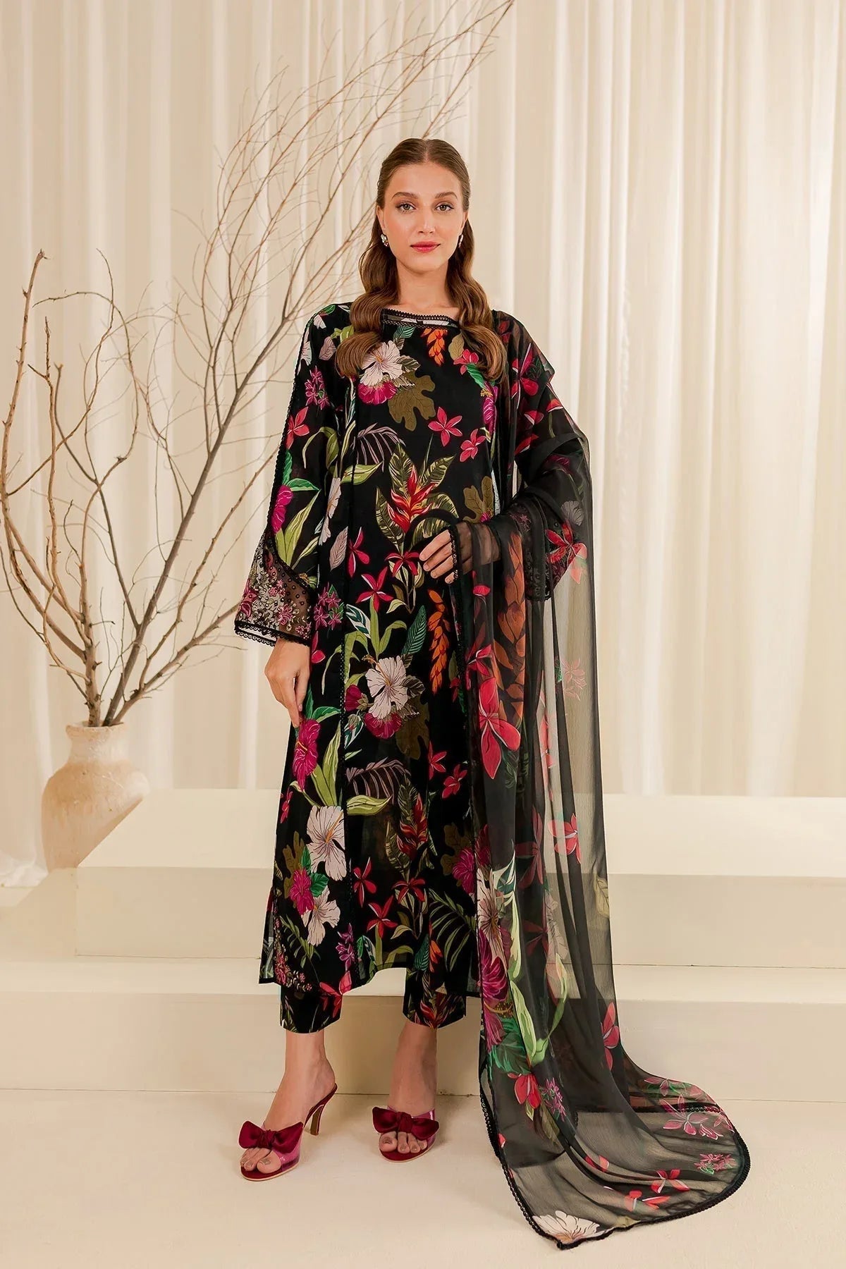 Farasha | Printed Essentials | EBONY PASSION - Rang-e-Khaas