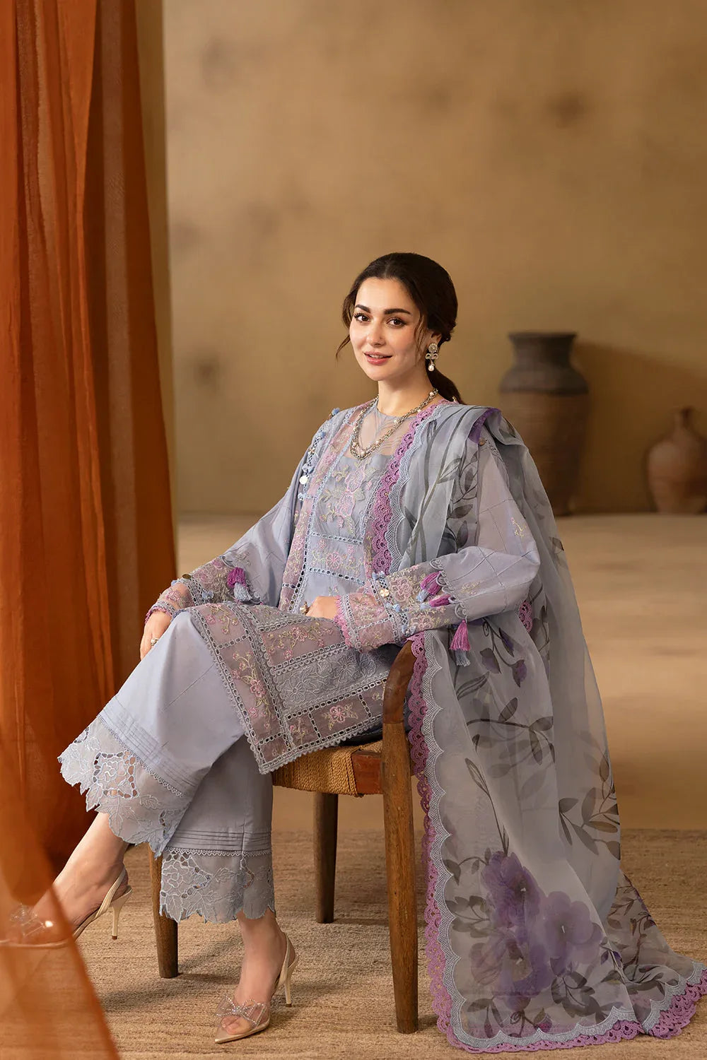 Saira Rizwan | Luxury Lawn 25 |EDRINA-SRL25-03 - Rang-e-Khaas