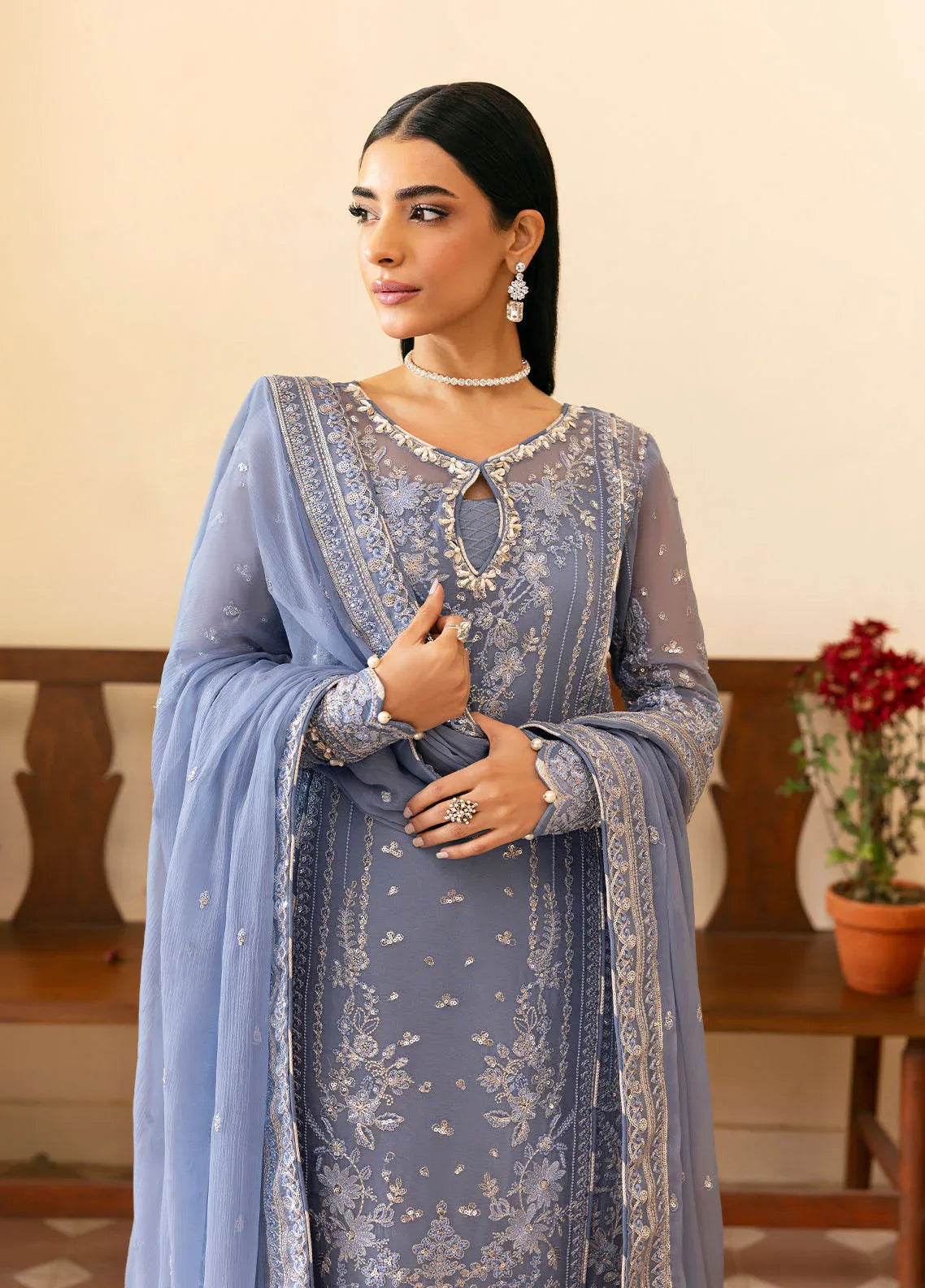 Gulaal | Reverie Embroidered Chiffon | MEHER - Rang-e-Khaas
