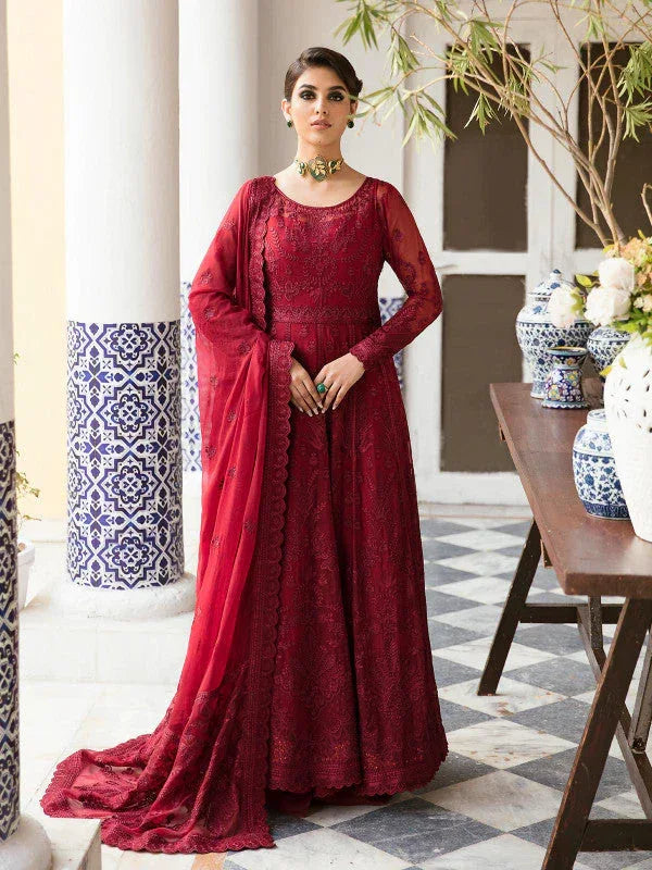 Gulaal | Embroidered Chiffon 23 | GARNET - (GL-EP23V1-09) - Rang-e-Khaas