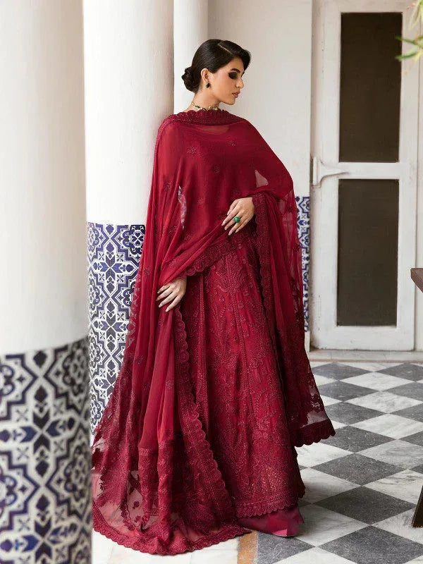 Gulaal | Embroidered Chiffon 23 | GARNET - (GL-EP23V1-09) - Rang-e-Khaas