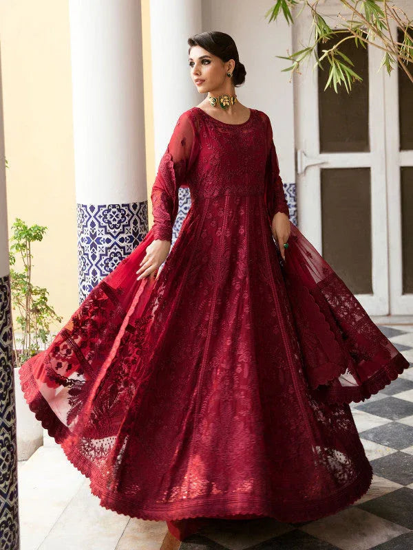 Gulaal | Embroidered Chiffon 23 | GARNET - (GL-EP23V1-09) - Rang-e-Khaas