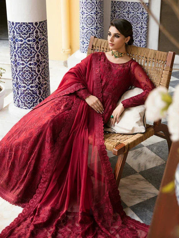 Gulaal | Embroidered Chiffon 23 | GARNET - (GL-EP23V1-09) - Rang-e-Khaas
