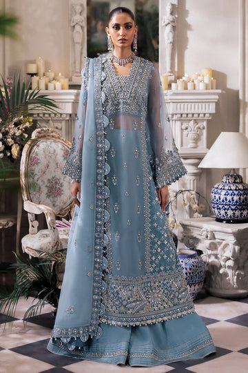 Gossamer by Zaha Embroidered Organza 3Pc Suit ZC24-07 Azura - Rang-e-Khaas