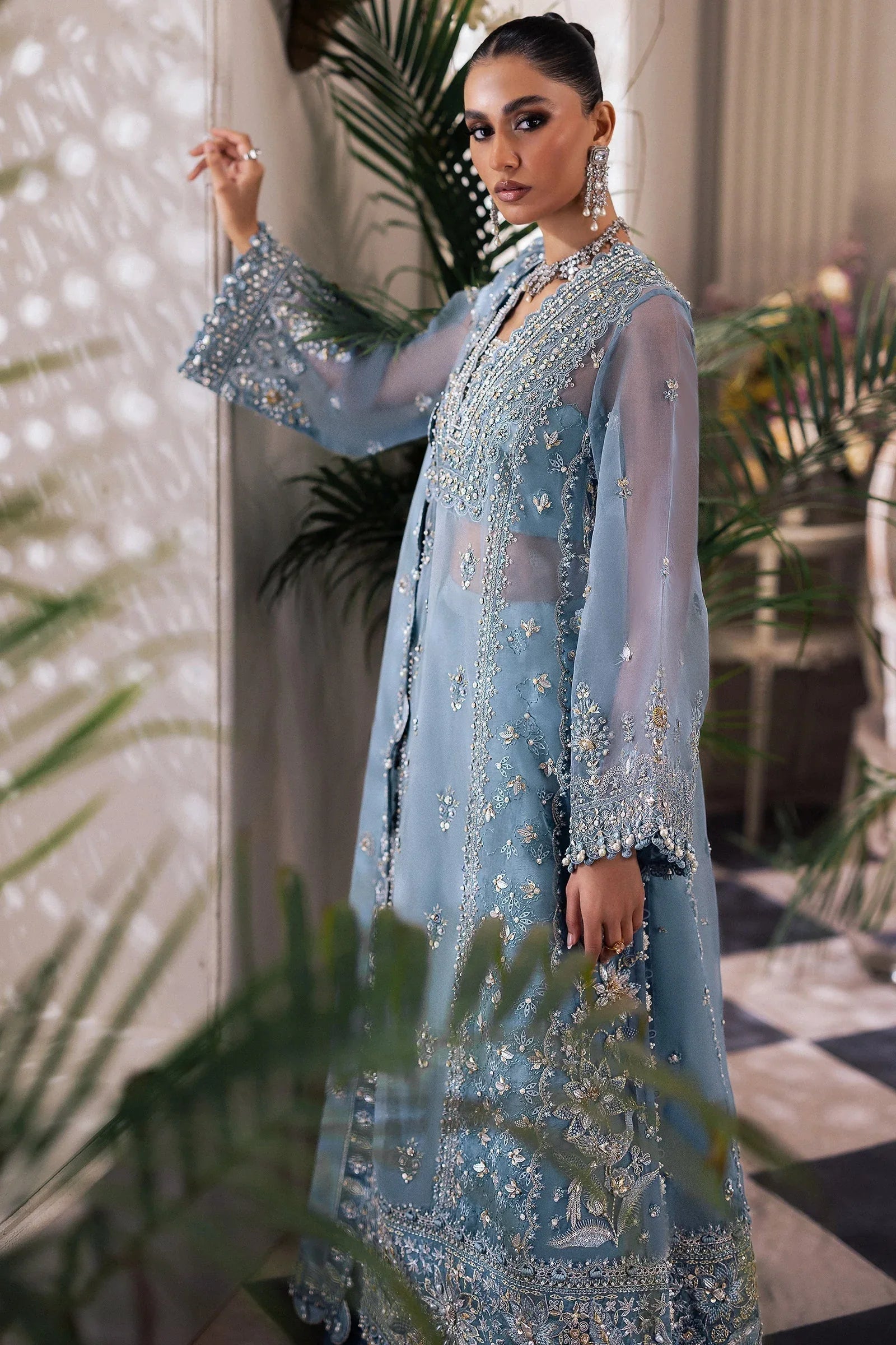 Gossamer by Zaha Embroidered Organza 3Pc Suit ZC24-07 Azura - Rang-e-Khaas