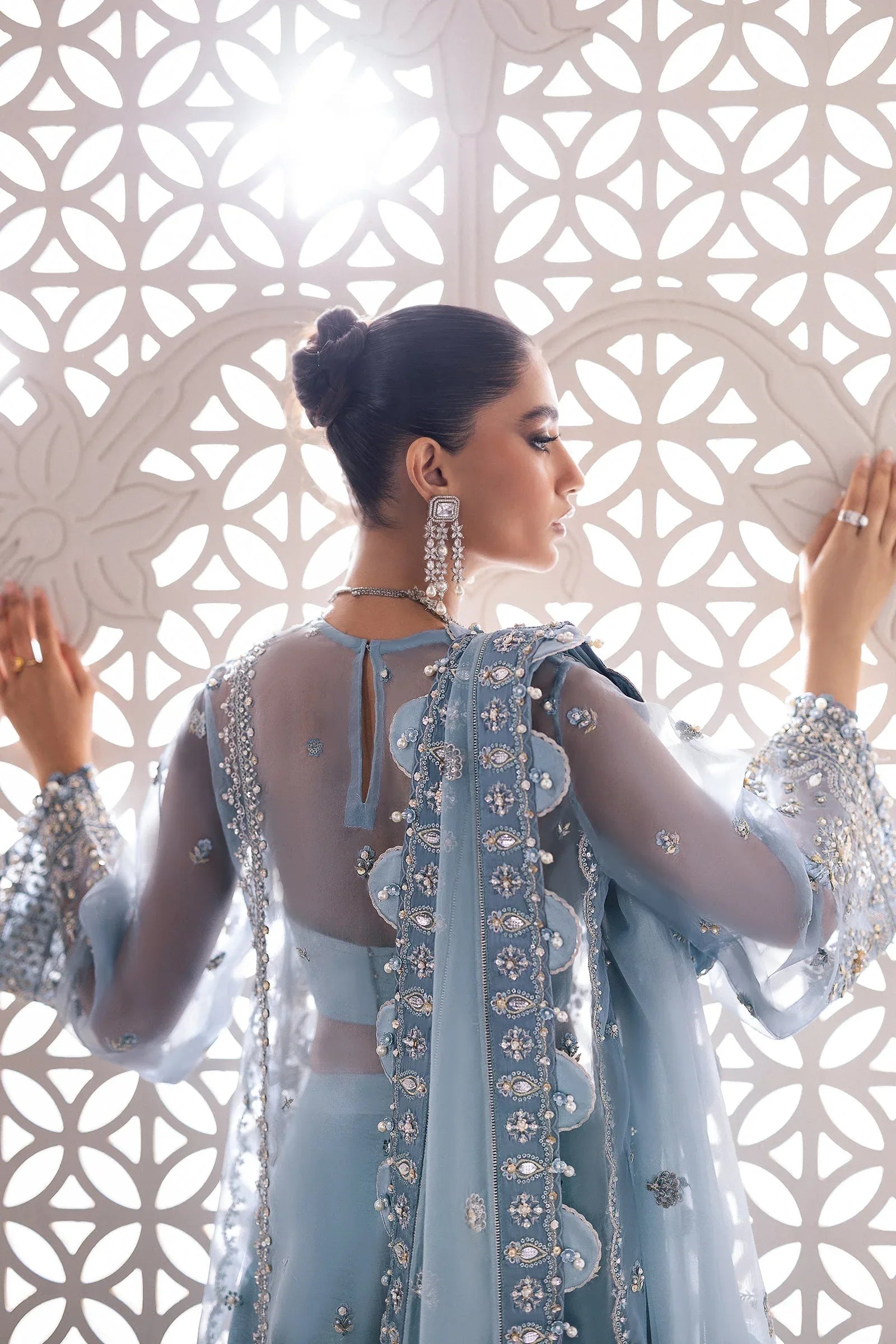 Gossamer by Zaha Embroidered Organza 3Pc Suit ZC24-07 Azura - Rang-e-Khaas