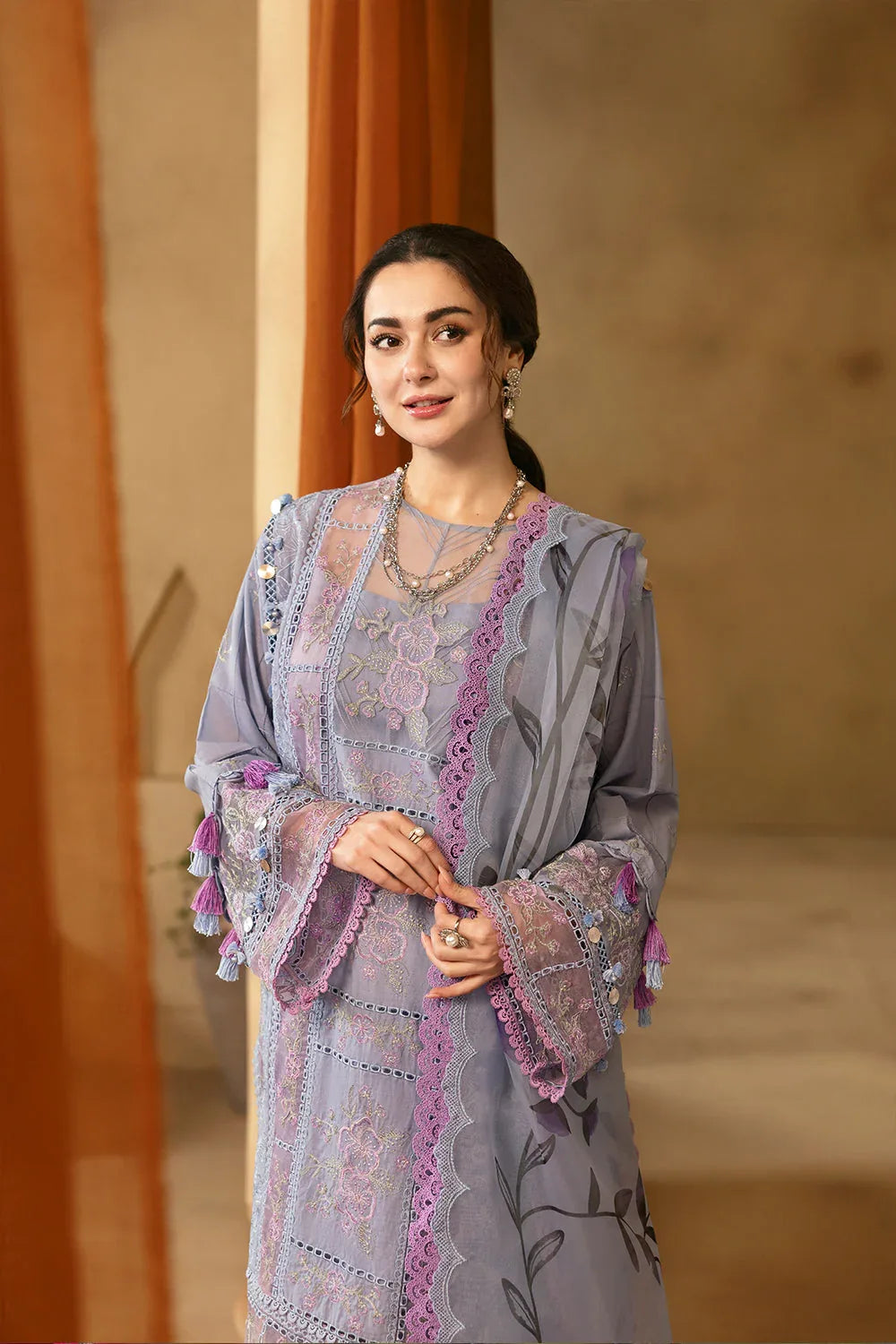 Saira Rizwan | Luxury Lawn 25 |EDRINA-SRL25-03 - Rang-e-Khaas