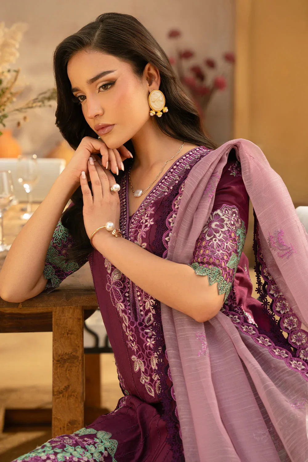Saira Rizwan | Luxury Lawn 25 | VALERIE-SRL25-11 - Rang-e-Khaas