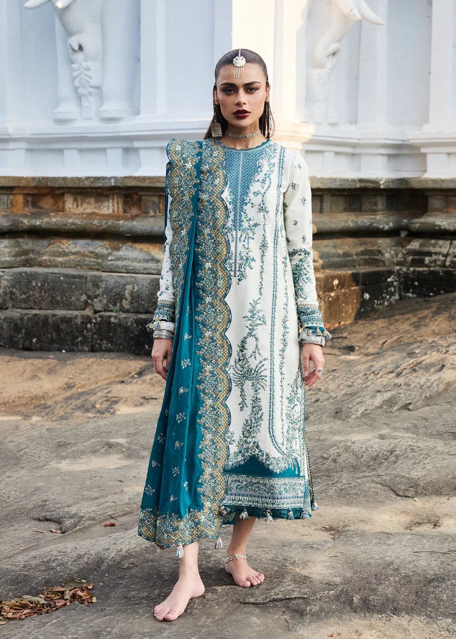 Hussain Rehar | Luxury Lawn 25 | Veil - Rang-e-Khaas
