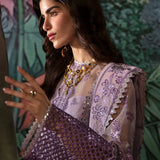 Afrozeh La Fuchsia Embroidered Organza 3Pc Suit - Helen