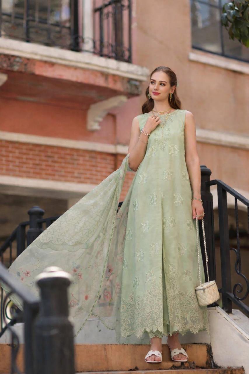 Noor by Saadia Asad | Eid Luxe Printkhaas 26 | D2 - A - Opal Mint