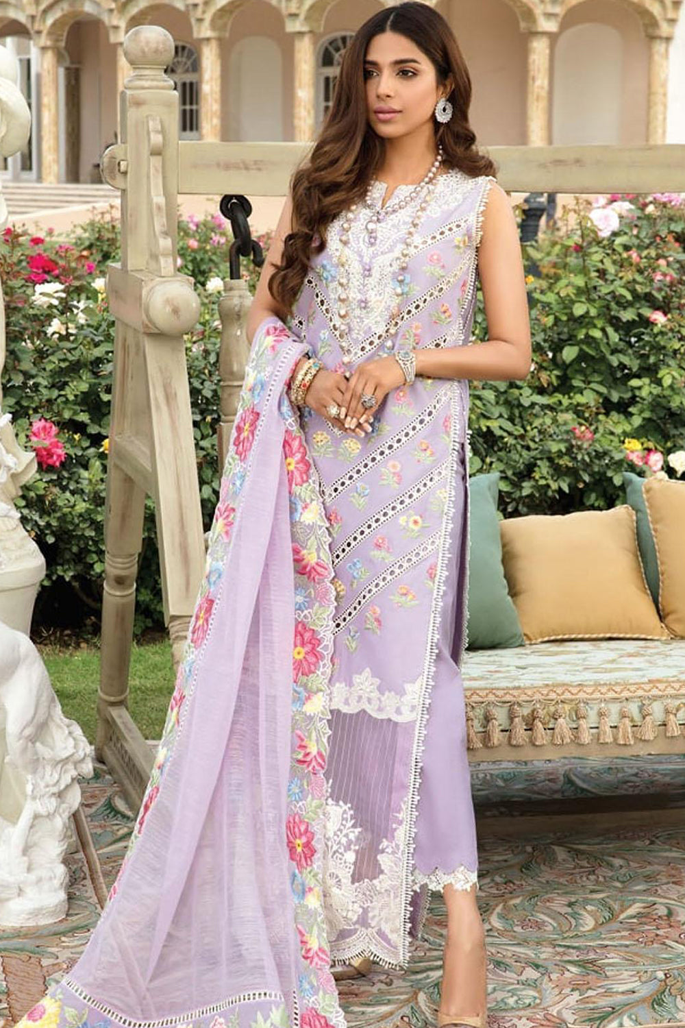 Crimson Luxury Lawn by Saira Shakira 22 - 6A A Floral Affair - TC-109 - Chikankari