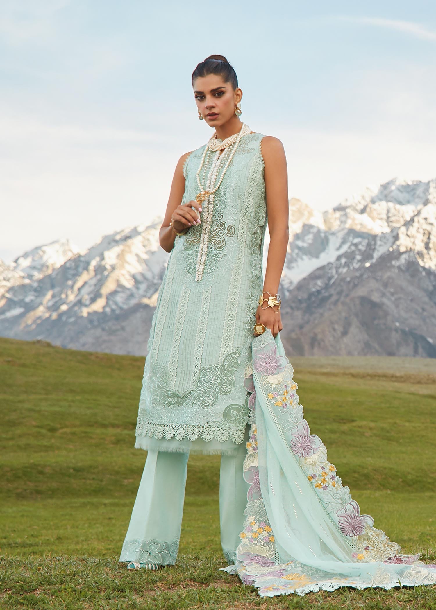 CRIMSON LUXE LAWN Pleated Perfection - D4 A
