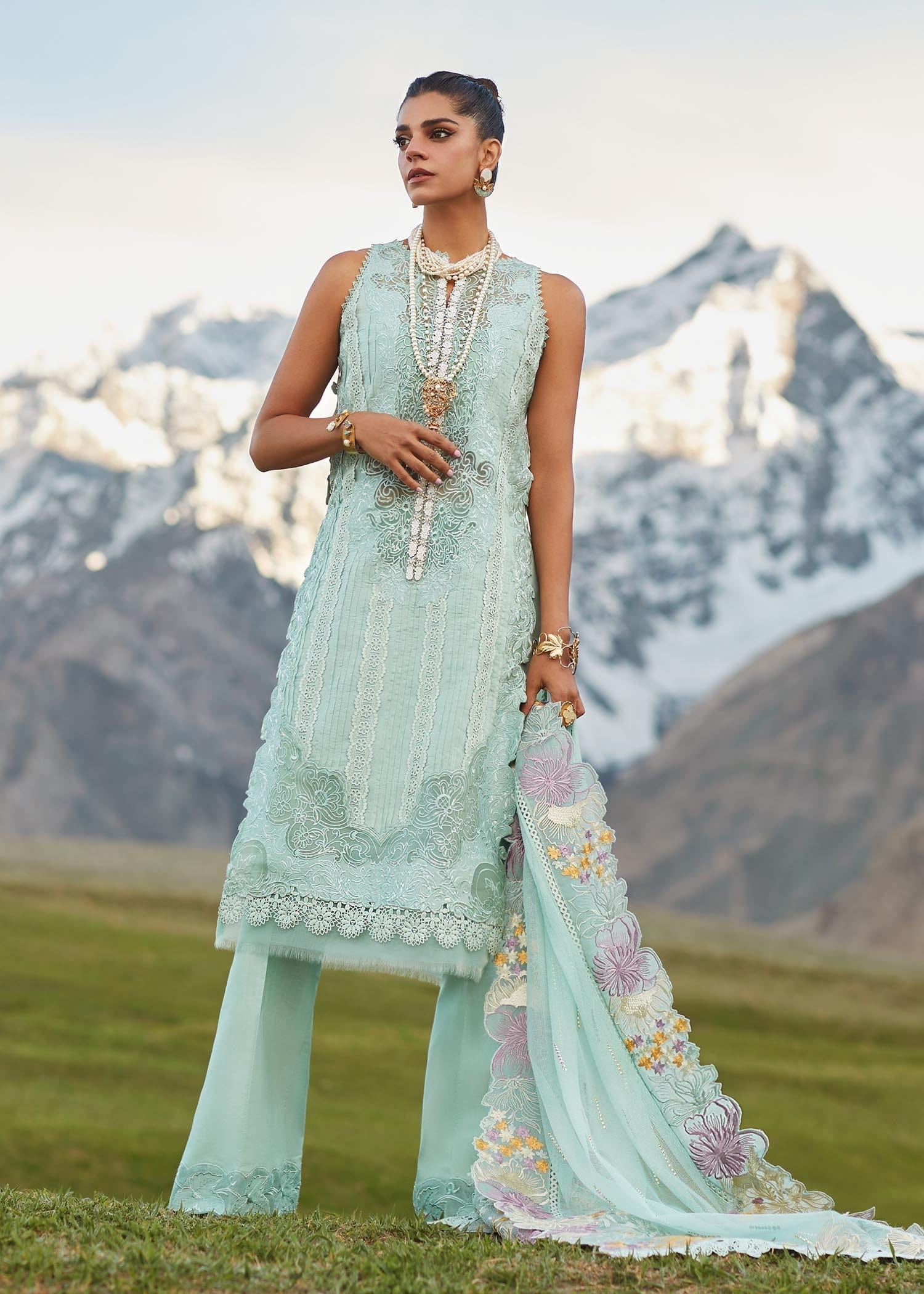 CRIMSON LUXE LAWN Pleated Perfection - D4 A