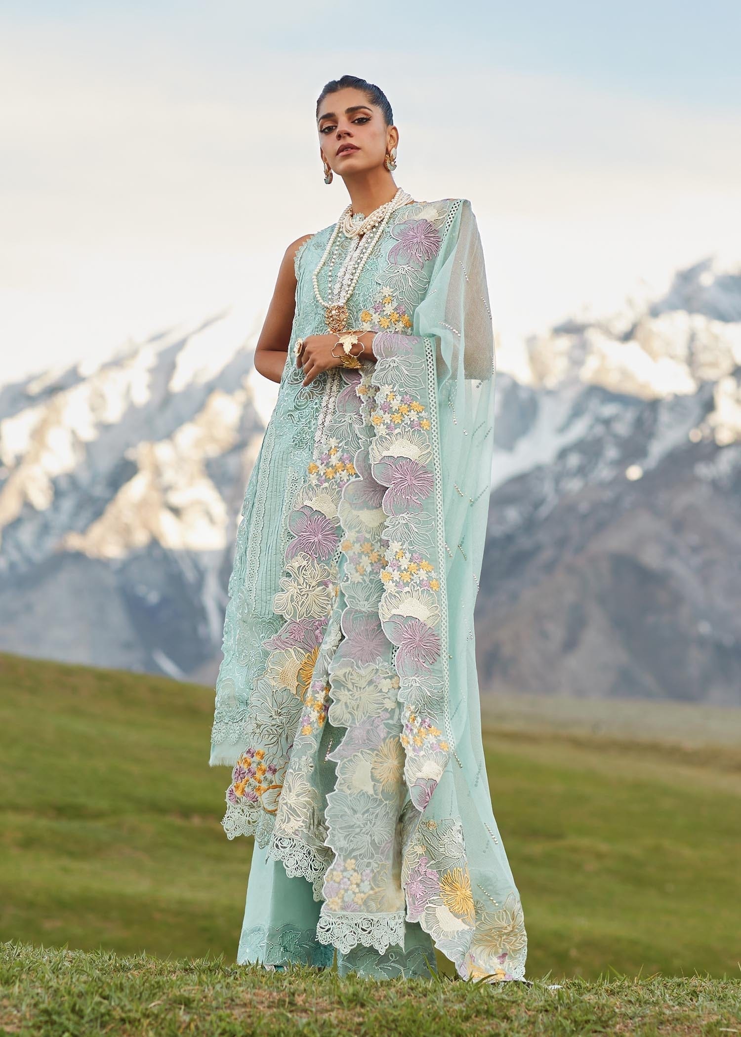 CRIMSON LUXE LAWN Pleated Perfection - D4 A