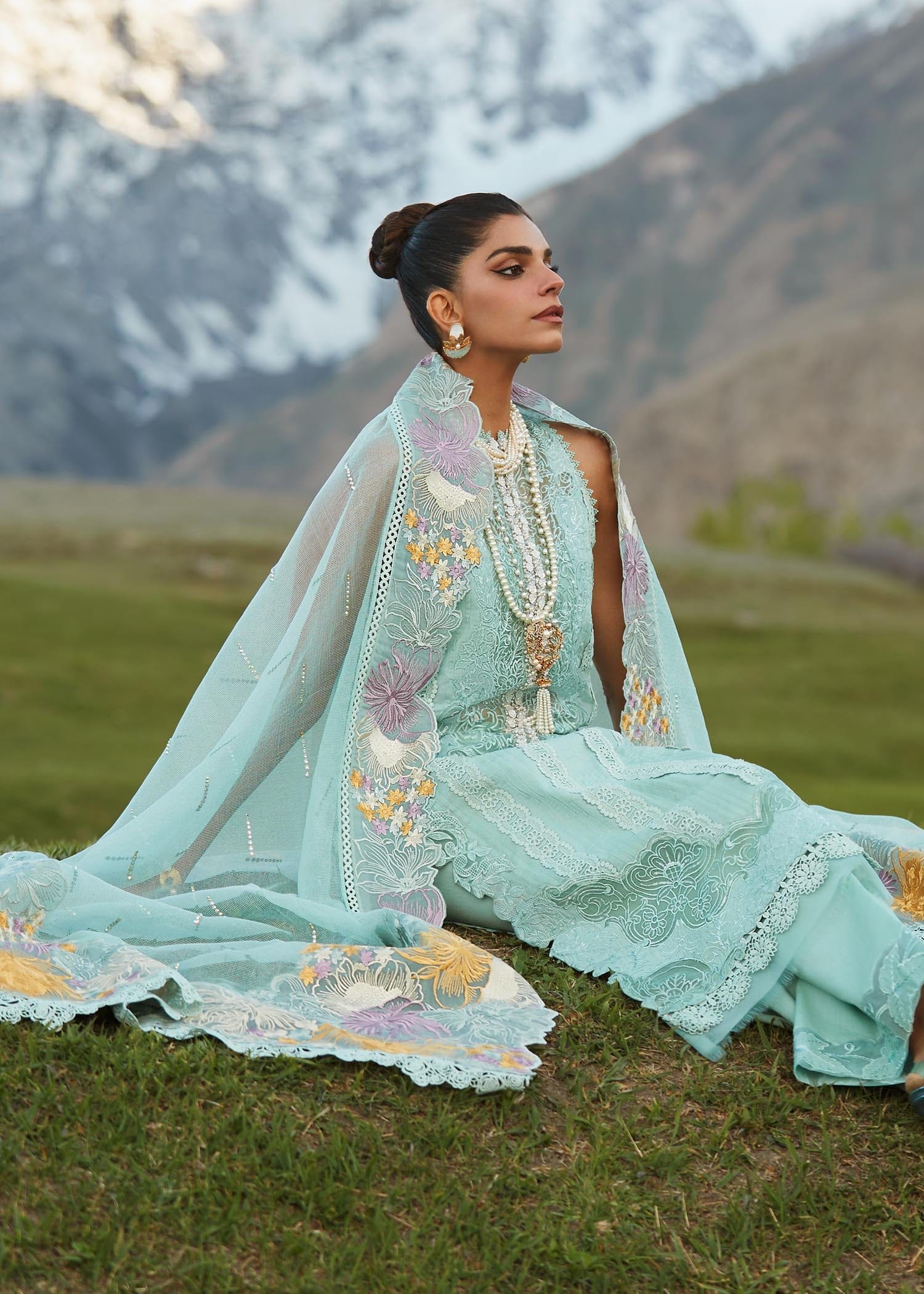CRIMSON LUXE LAWN Pleated Perfection - D4 A