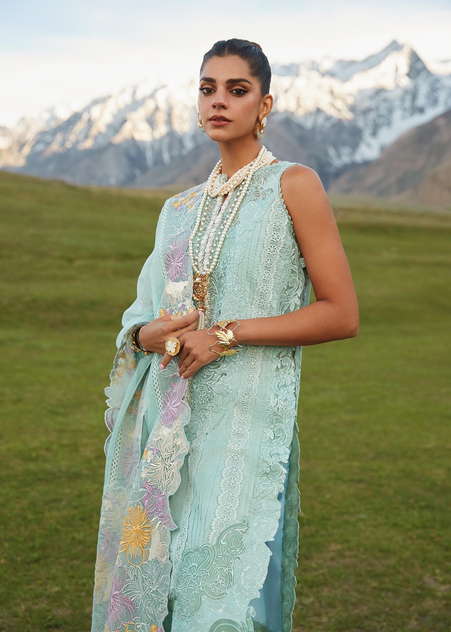 CRIMSON LUXE LAWN Pleated Perfection - D4 A