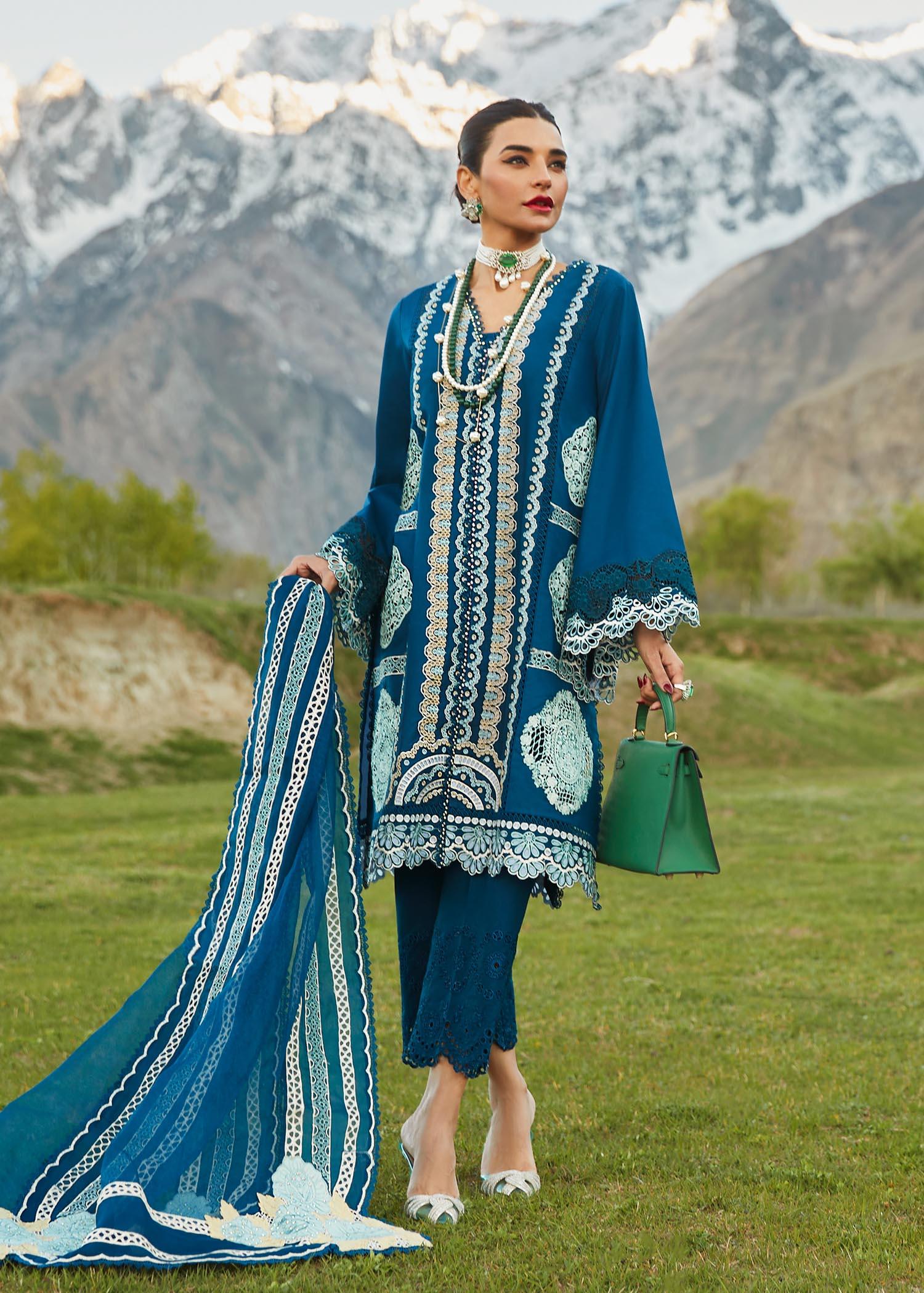 CRIMSON LUXE LAWN Medley of Lace - D7 A Stitched