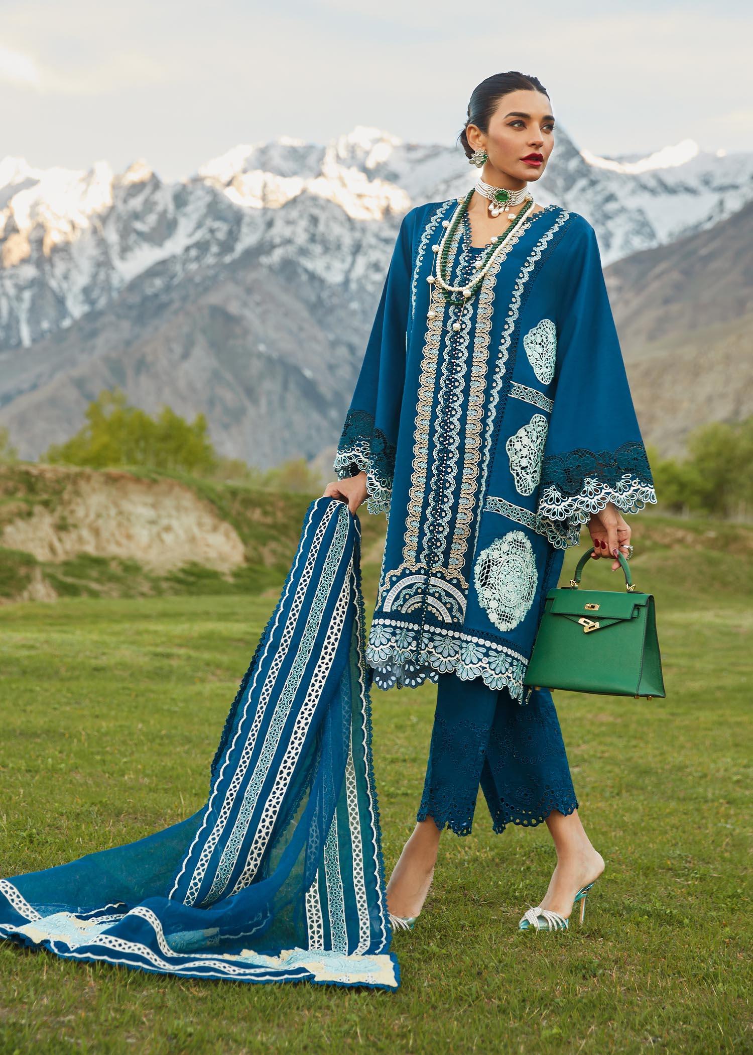 CRIMSON LUXE LAWN Medley of Lace - D7 A Stitched