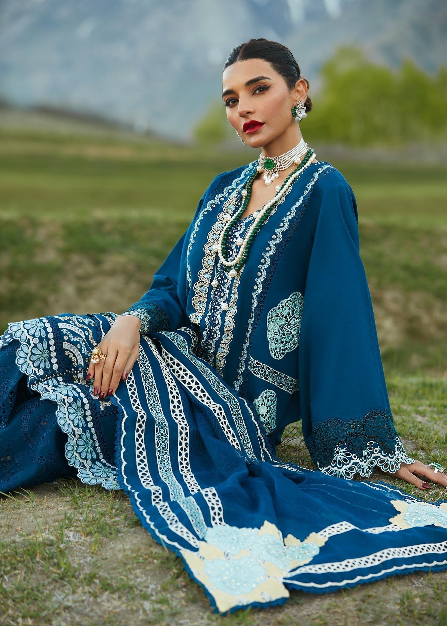 CRIMSON LUXE LAWN Medley of Lace - D7 A Stitched