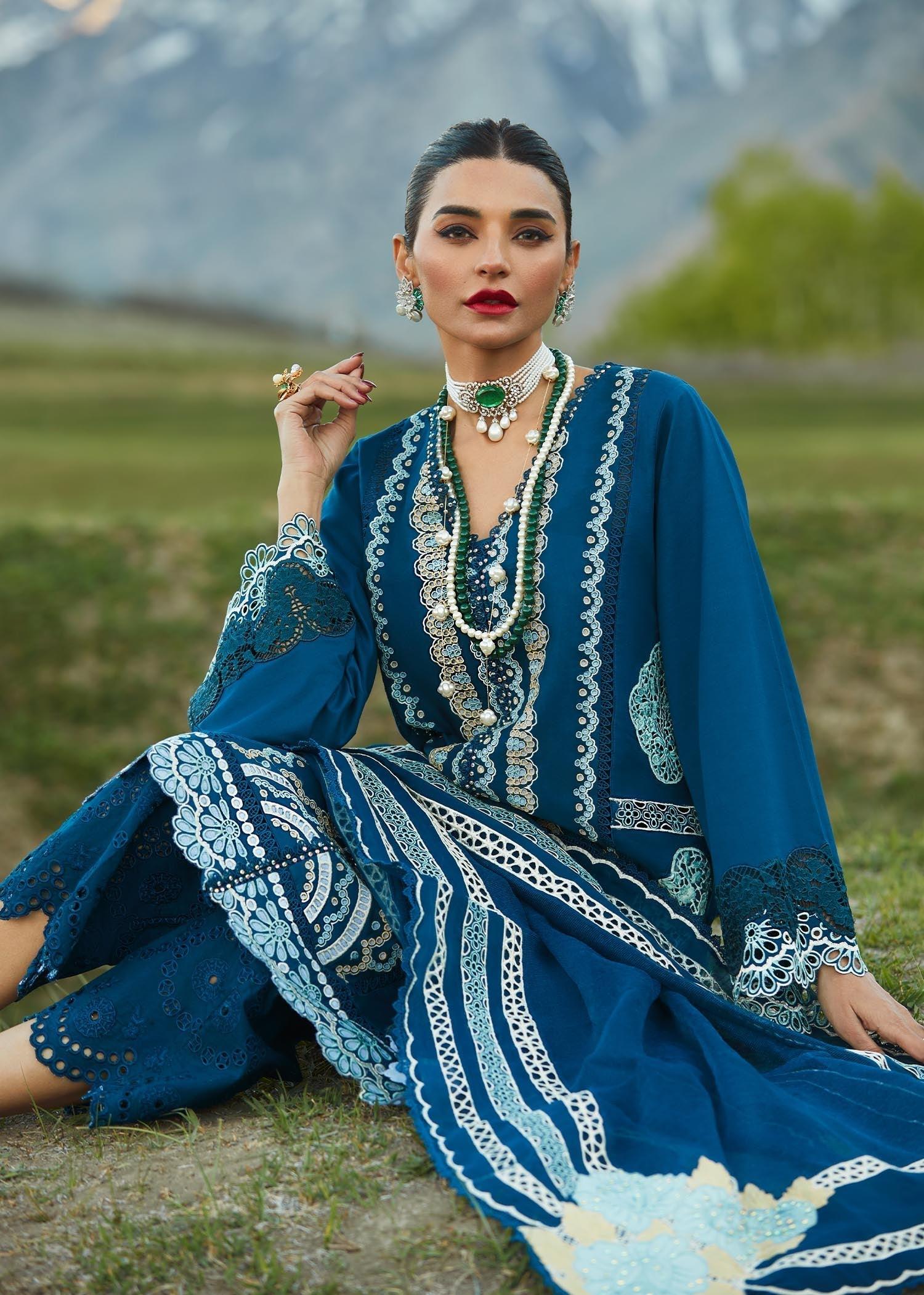 CRIMSON LUXE LAWN Medley of Lace - D7 A Stitched