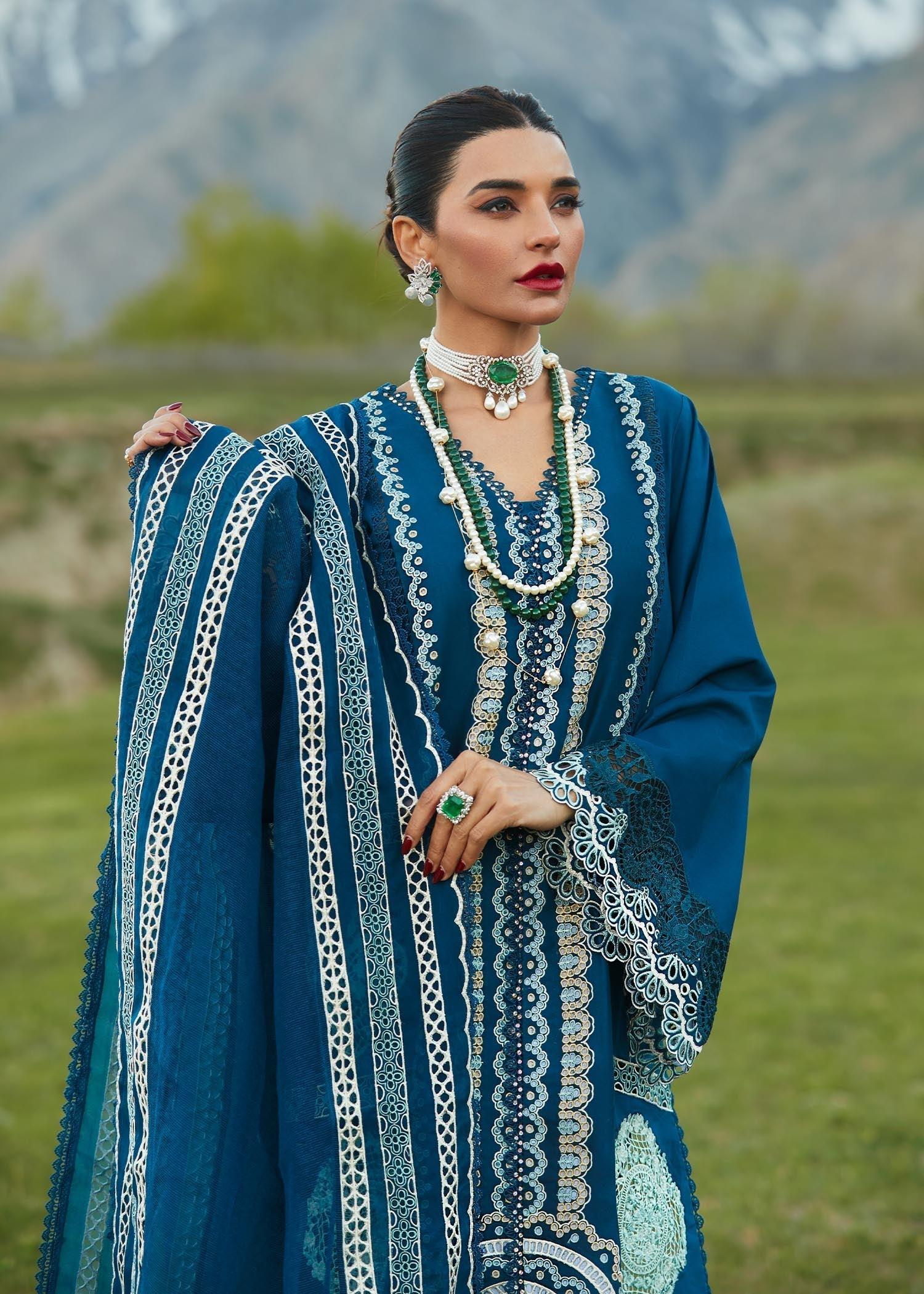 CRIMSON LUXE LAWN Medley of Lace - D7 A Stitched