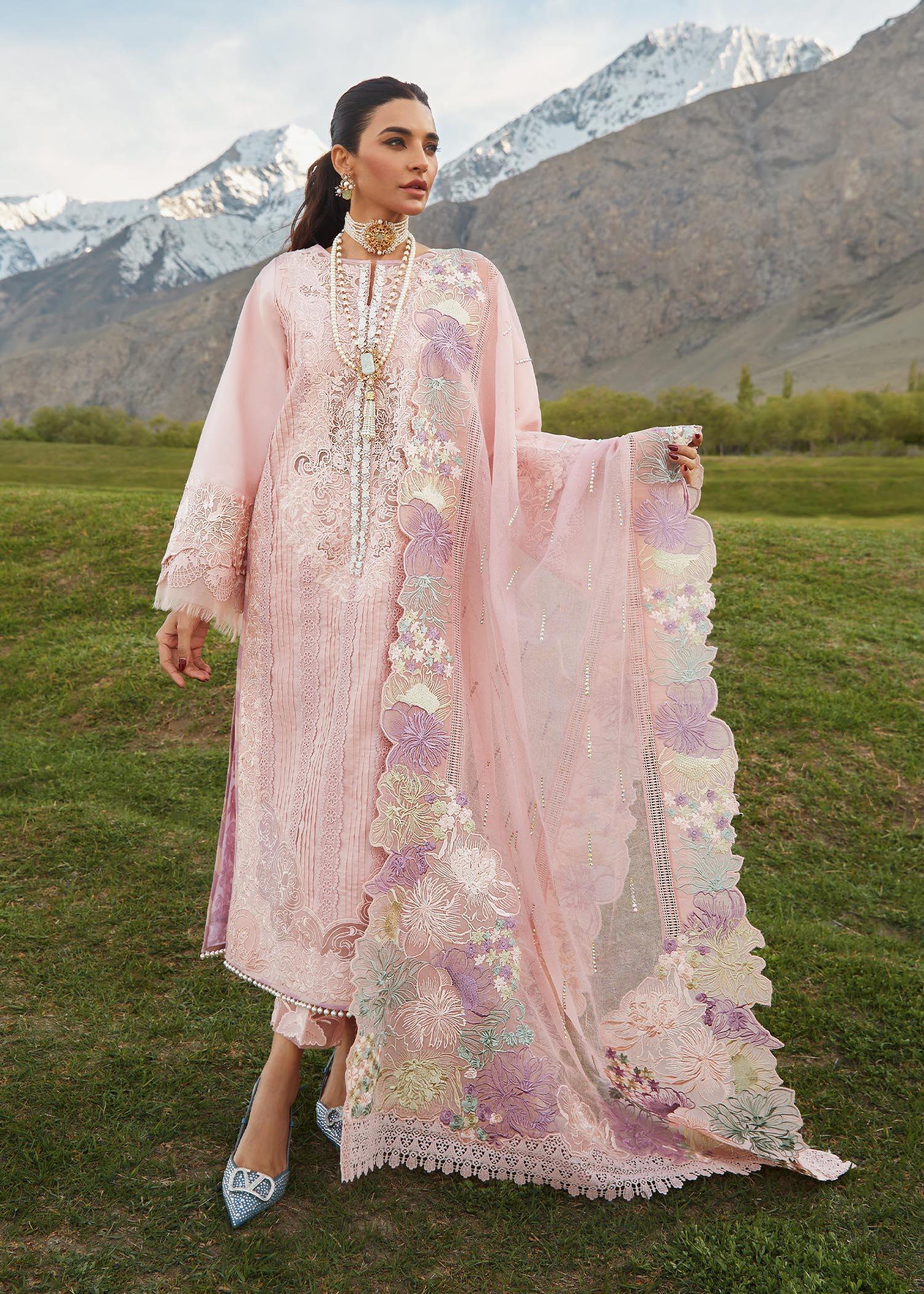 CRIMSON LUXE LAWN Pleated Perfection - D4 B STITCHED
