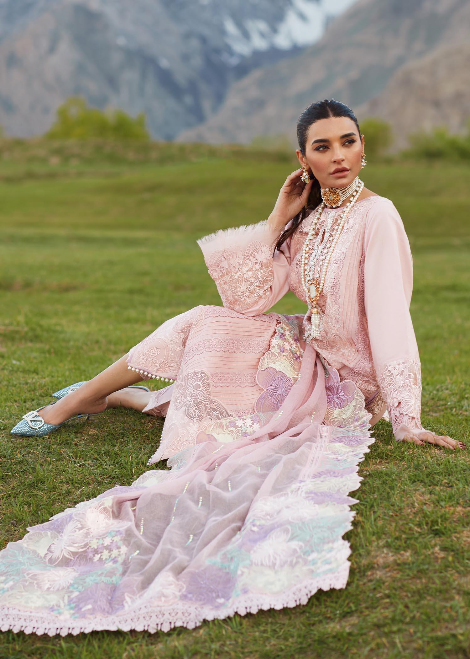 CRIMSON LUXE LAWN Pleated Perfection - D4 B STITCHED