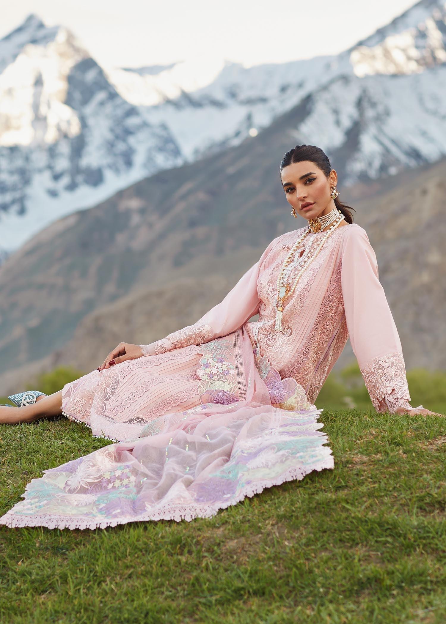CRIMSON LUXE LAWN Pleated Perfection - D4 B STITCHED