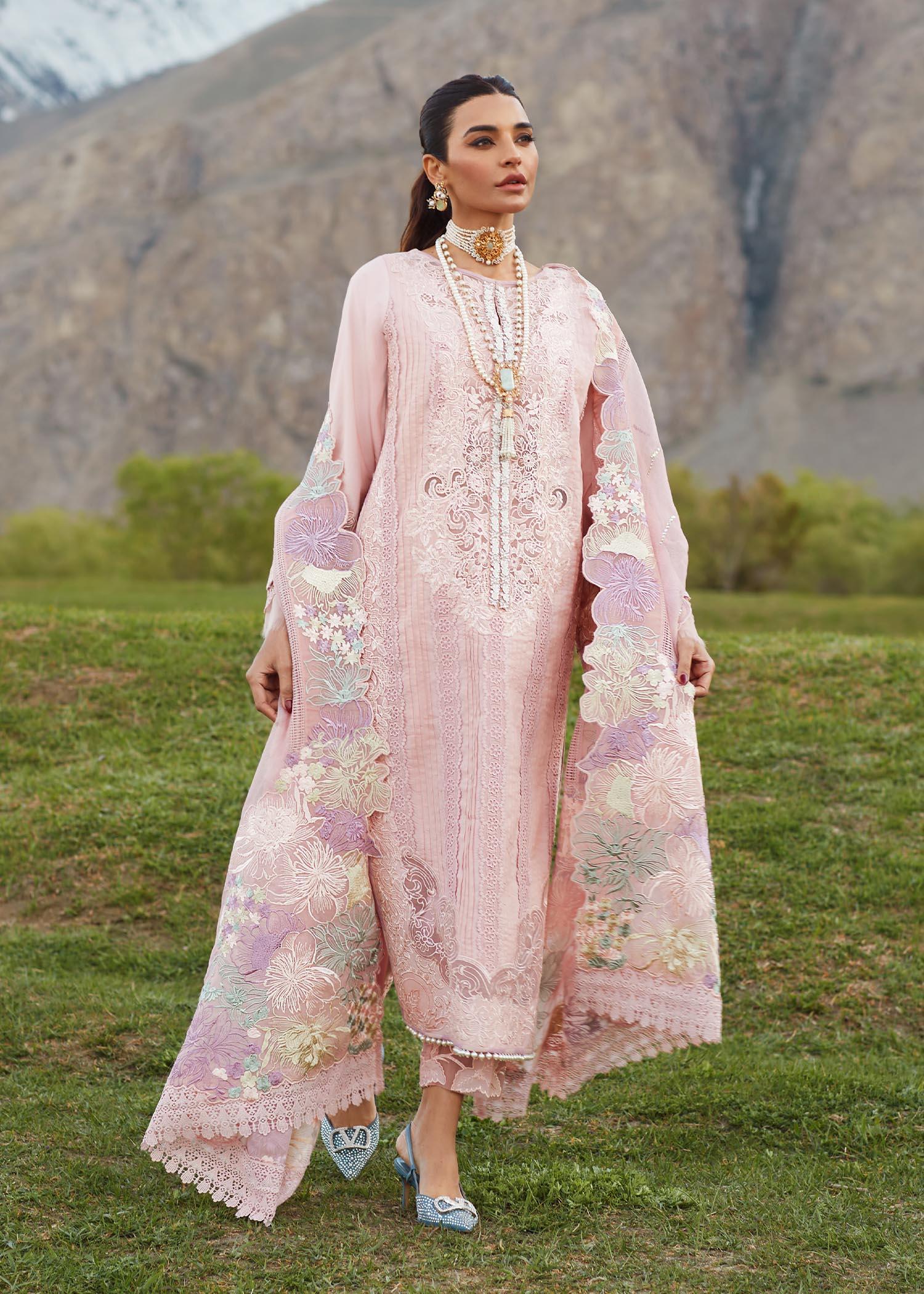 CRIMSON LUXE LAWN Pleated Perfection - D4 B STITCHED