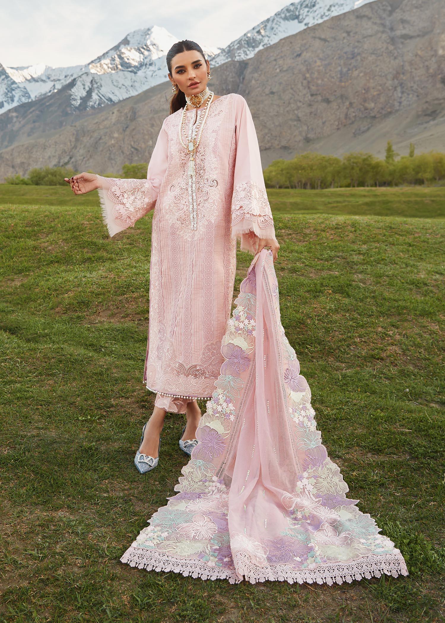CRIMSON LUXE LAWN Pleated Perfection - D4 B STITCHED