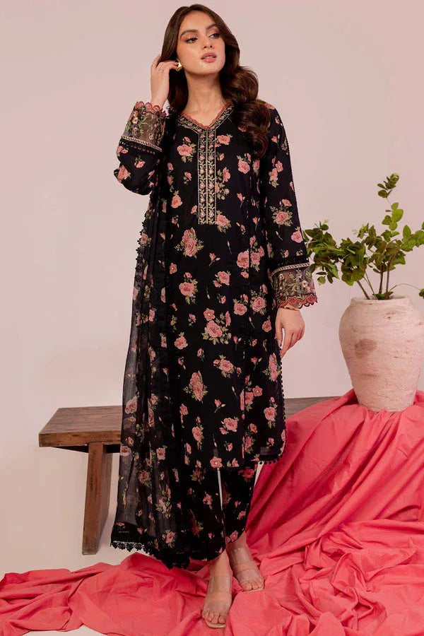 Farasha | Printed Essentials | Black Scarlet - Rang-e-Khaas