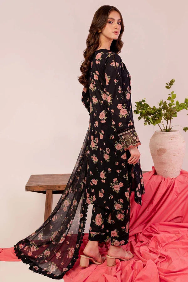 Farasha | Printed Essentials | Black Scarlet - Rang-e-Khaas