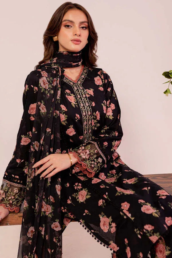 Farasha | Printed Essentials | Black Scarlet - Rang-e-Khaas
