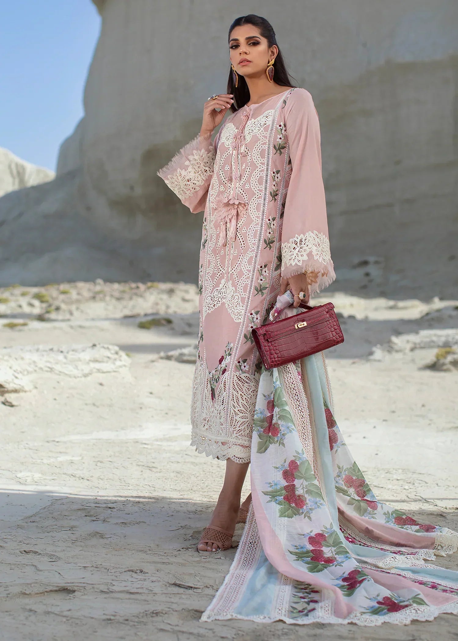 CRIMSON LUXURY LAWN 2022 – UNSTITCHED – CRIMSON -Sicilian Summer – 2B – Rose