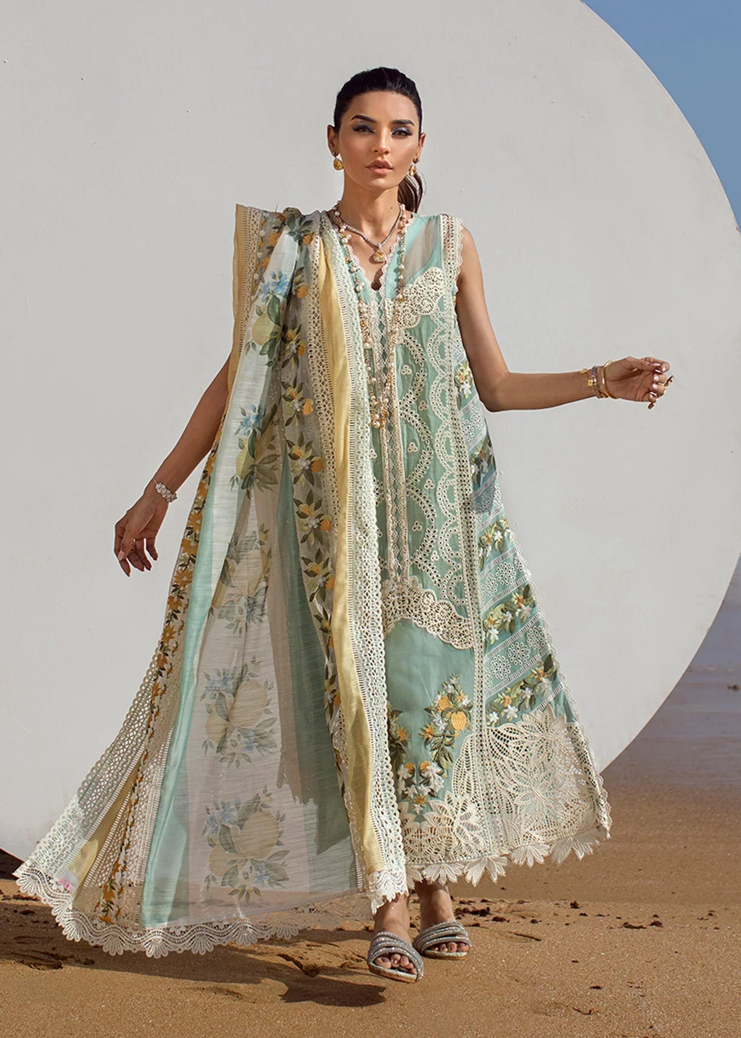 CRIMSON | LUXURY LAWN 2022 – UNSTITCHED – CRIMSON -Sicilian Summer – 2A – Aqua